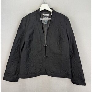 Marisa Christina Women's Sz 14 Black 100% Silk Floral Embroidered Lined Jacket‎